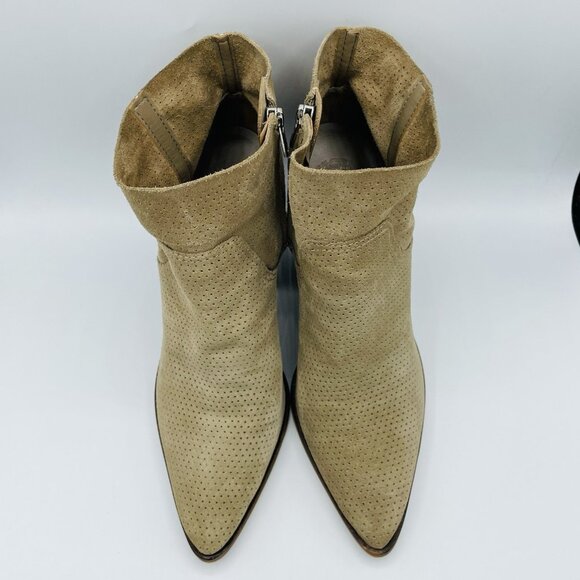 Vince Camuto Womens Boots Size 11M Tan Suede Leather Side Zip Ankle Heel Booties - Picture 5 of 13